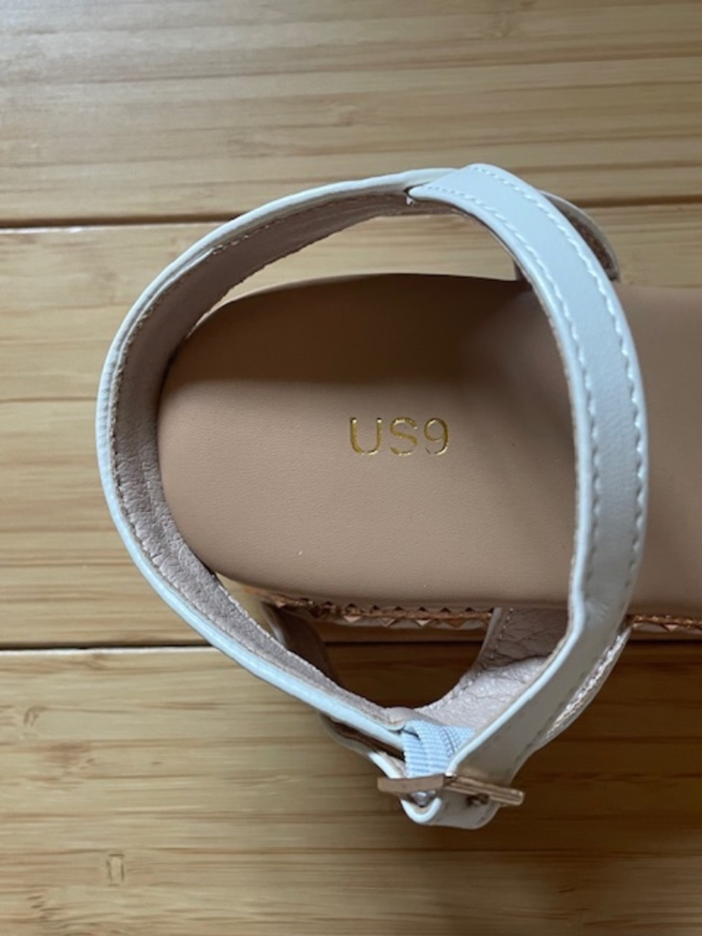 White Wedge Sandals with Rose Gold Color Beading - size 9 - Picture 3 of 8